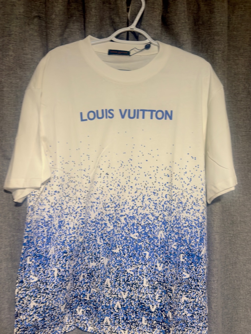 Louis Vuitton White and Blue Gradient Logo T-Shirt